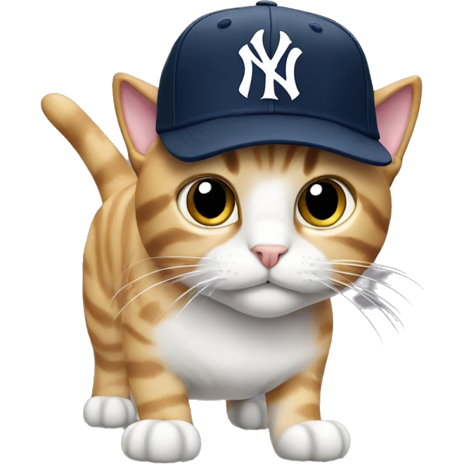cat with New York Yankees cap emoji
