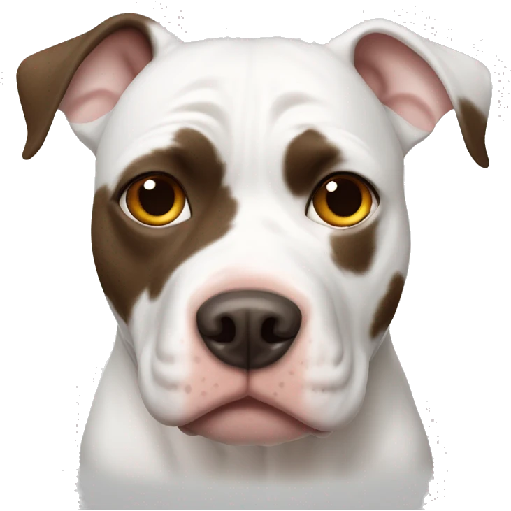 White pitbull with brown spot left eye emoji