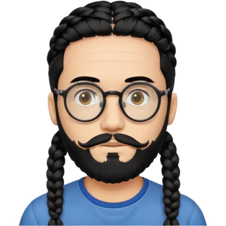 Stereotypical jew with black tippah round glasses and 2 braids on the side with black beard emoji