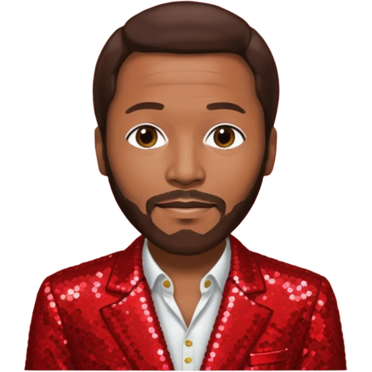 Marvin Gaye with dark brown hair, red sequin outfit emoji
