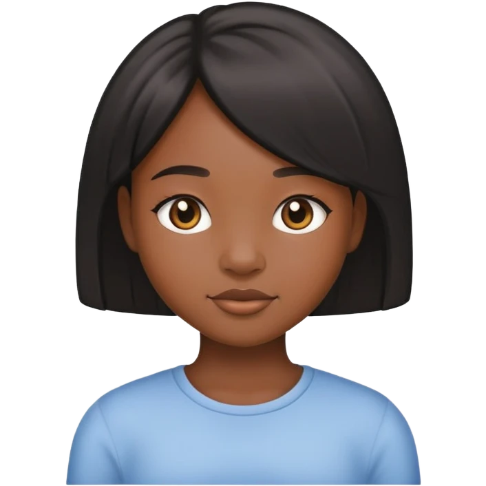 Black girl with fair skin, round face, and straight hair emoji