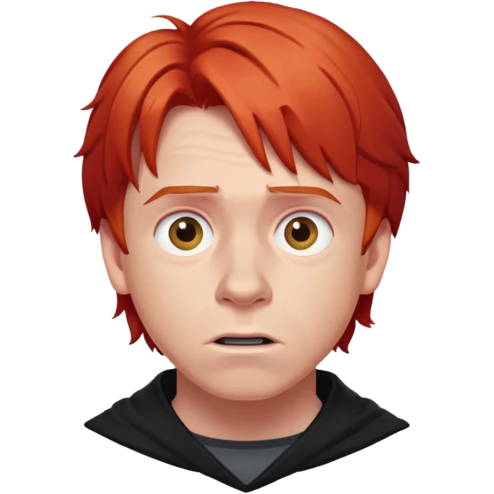 Ron Weasley with nervous face, red hair emoji
