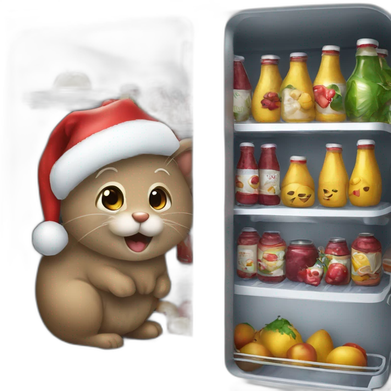 Papa noel vole dans un frigo emoji