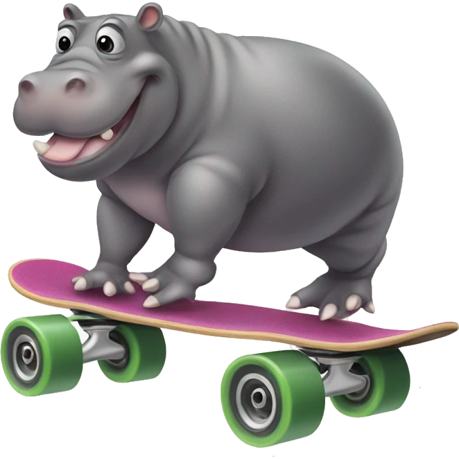 Hippopotamus on a skateboard emoji