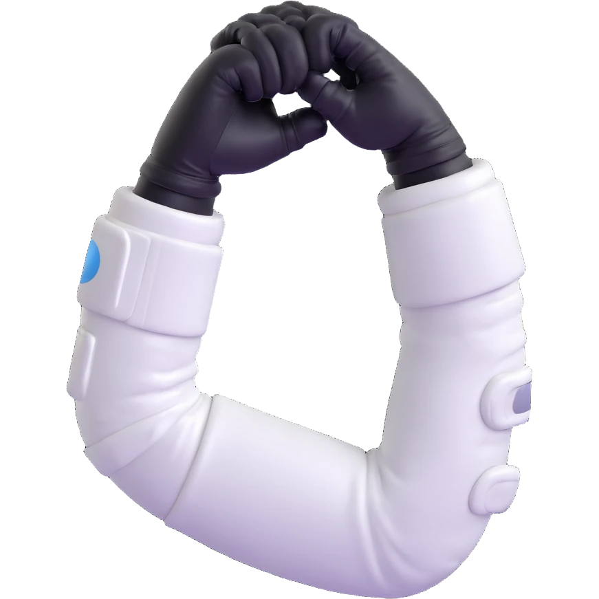 flexed biceps arm with white sleeve and astronaut gloves emoji