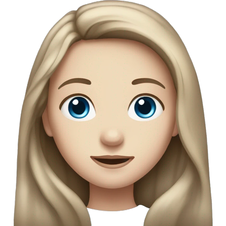 Girl with long brown hair blue eyes pale skin emoji
