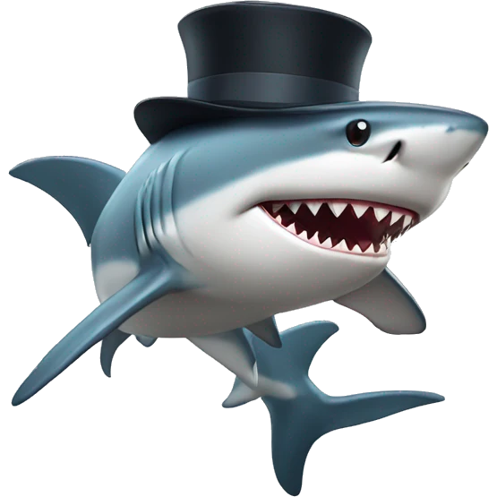 Shark with a top hat emoji