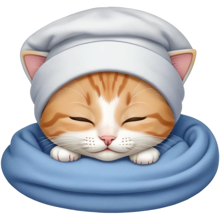 Cute kitten sleeping Wearing a nightcap emoji
