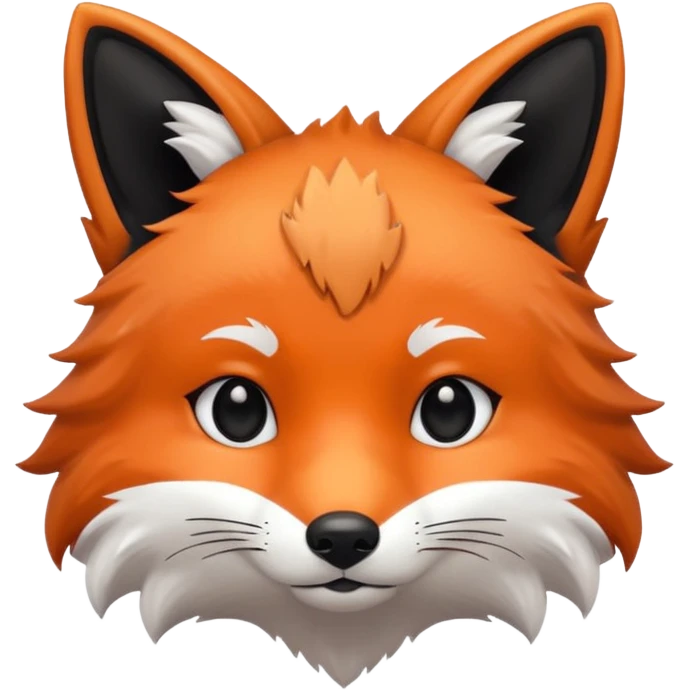 une tête de renard trop kawaii avec des poils noirs à la place des poils blancs emoji