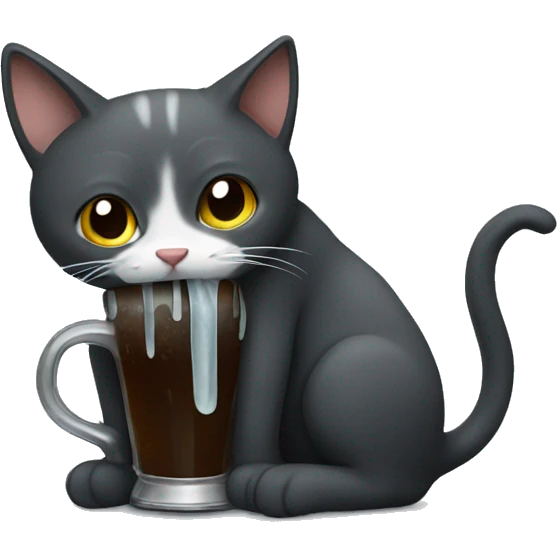 Cat drinking tar emoji
