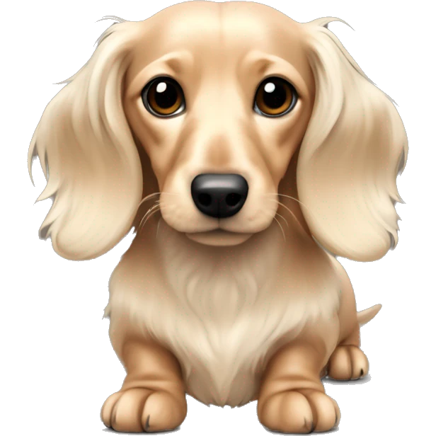 Mini long haired dachshund cream colors emoji