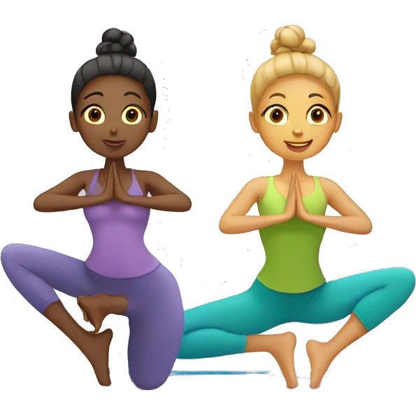 two girls doing yoga emoji