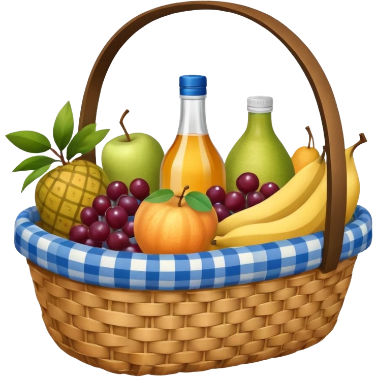 blue plaid lining basket with both food, drink and fruits emoji