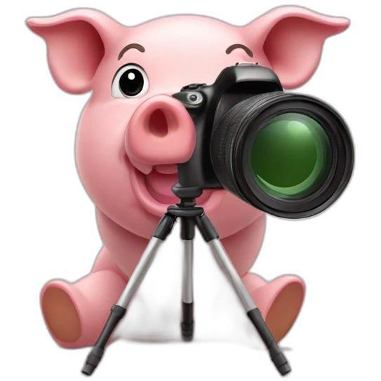 pig taking photos with a tripod emoji