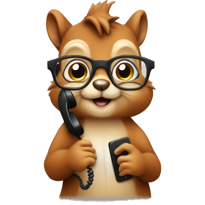 squirrel on the phone with glasses emoji