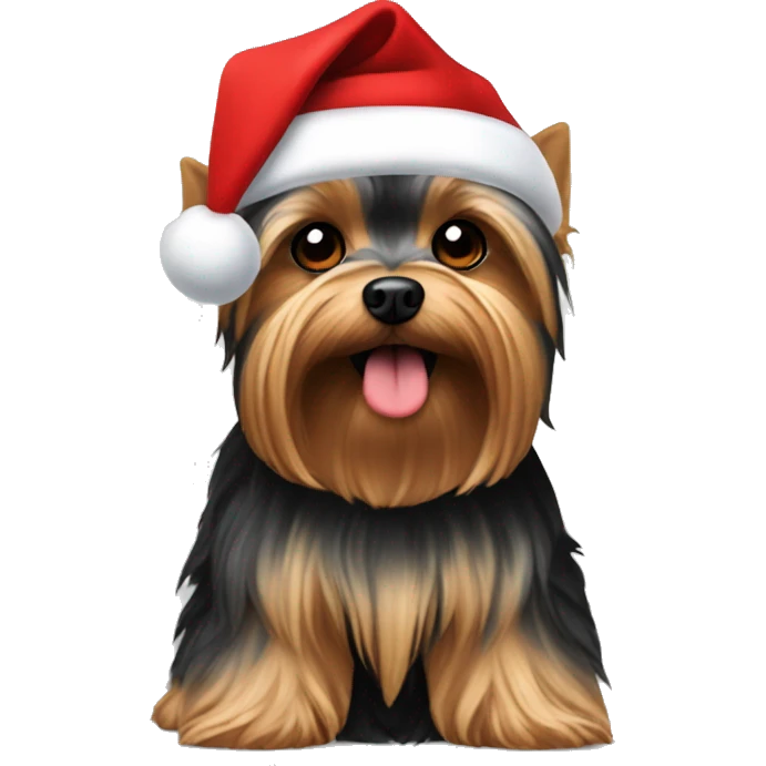 Yorkie with Santa hat on emoji