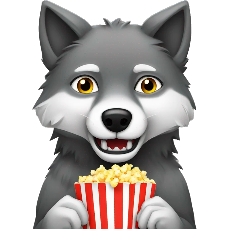 Wolf eating popcorn  emoji