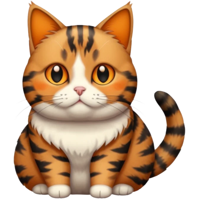 full body torbie cat with small head and short but chubby body emoji