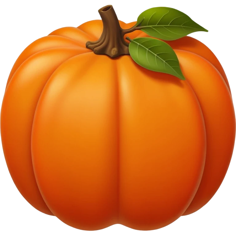 Flat emoji-style persimmon, smooth spherical shape, glossy surface, bright warm orange color, distinct dried brown leafy calyx on top, no side grooves, no ridges, not pumpkin-like, minimal detail, clean vector, iOS emoji style lighting. emoji