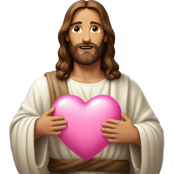 Jesus with pink heart in both of his hands emoji