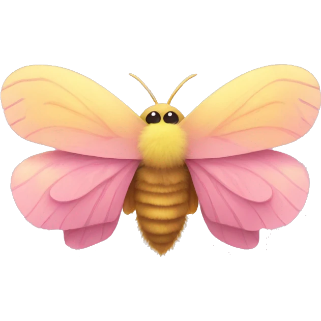 fuzzy moth with pink chest and yellow wings emoji