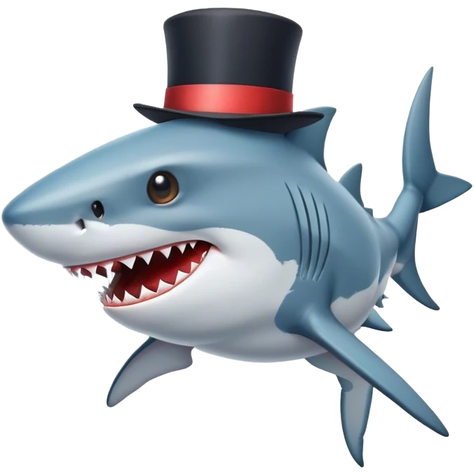 Shark with a top hat emoji