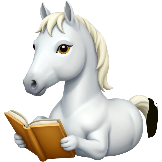 White horse read a book  emoji