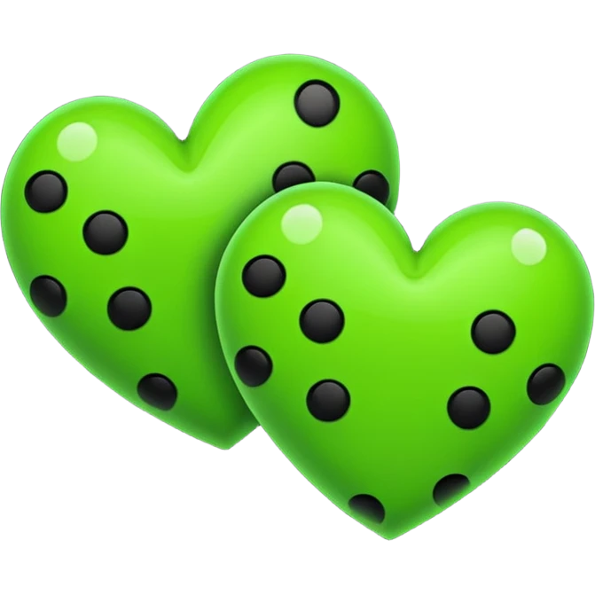 Neon green hearts with black spots on it emoji