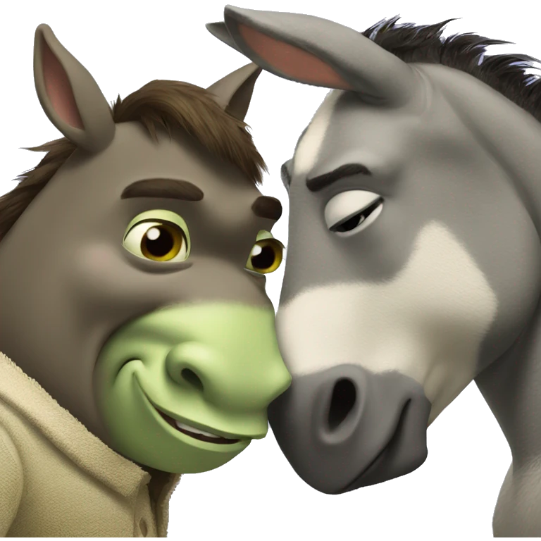 Shrek and donkey snuggling emoji