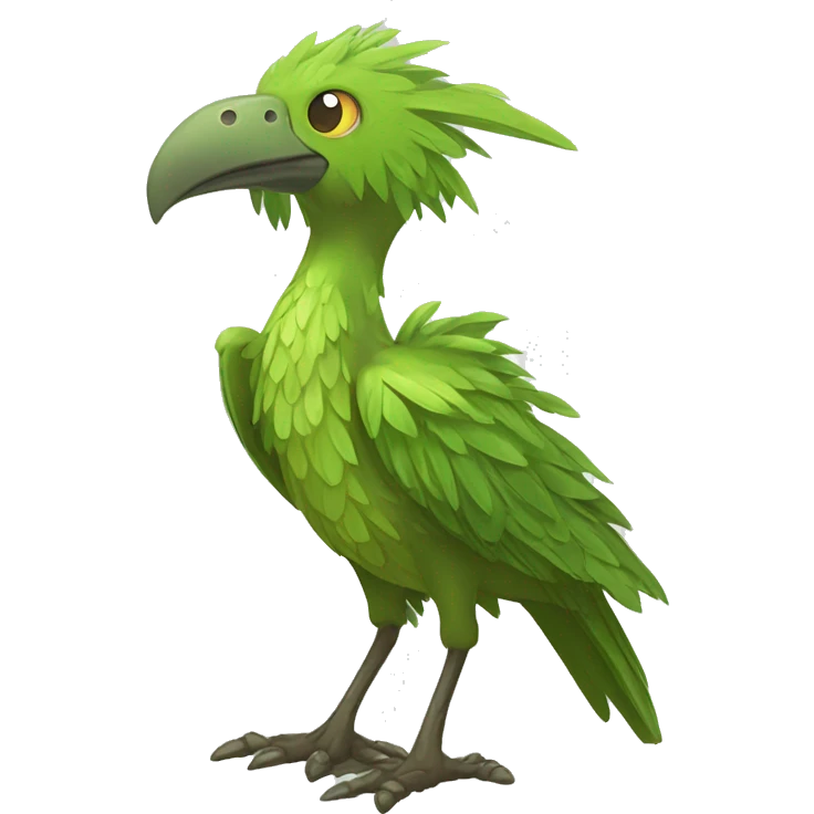 earthly muddy fresh Cool Cute Fantasy legendary swampy tree-jungle-bird plant-grass-type-Dendro-avian Fakemon full body emoji