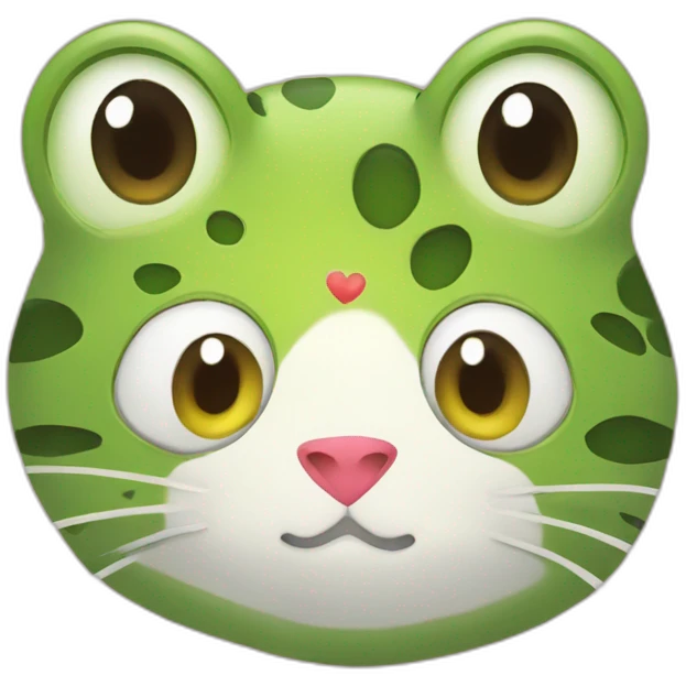 Frog and cat with heart above emoji