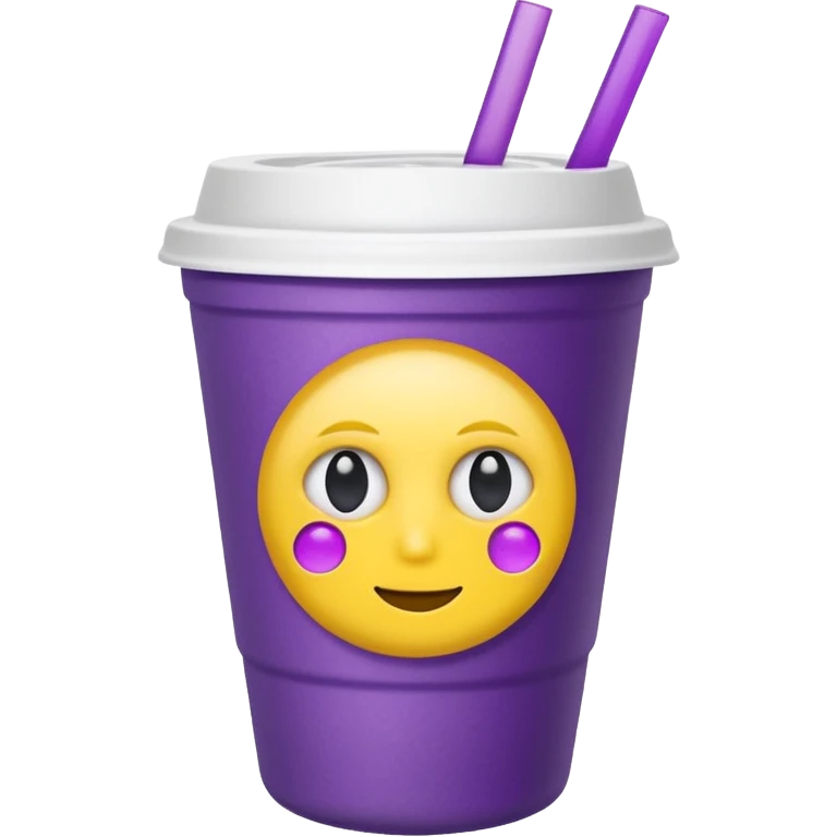  White styro with purple juice inside visible from the top only. Add a stoned yellow emoji face  emoji