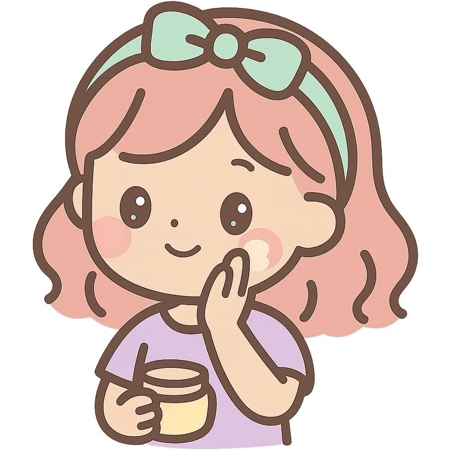 preppy girl gently patting face with cream emoji