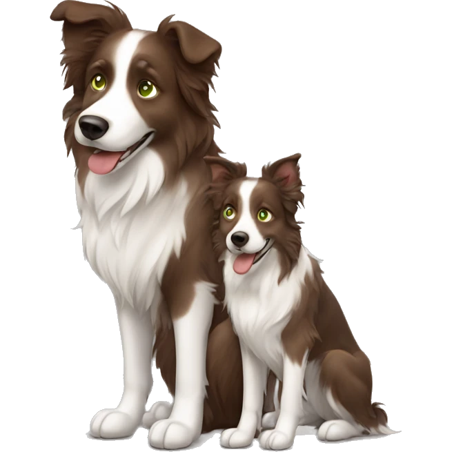 Brown hair green eyes girl with border collie emoji
