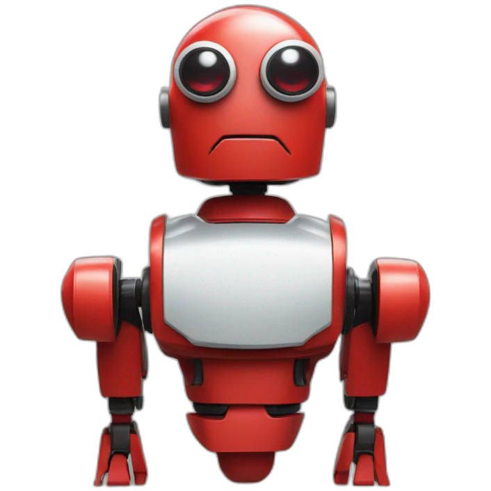 red robot with a black domed head and red eyes from spider-man universe emoji