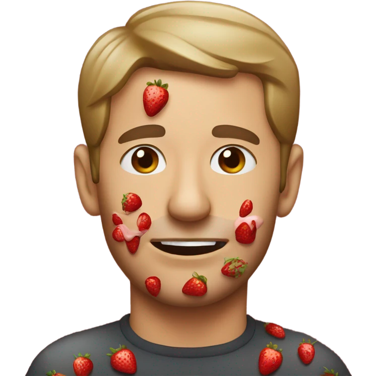Man with strawberry jam on face emoji