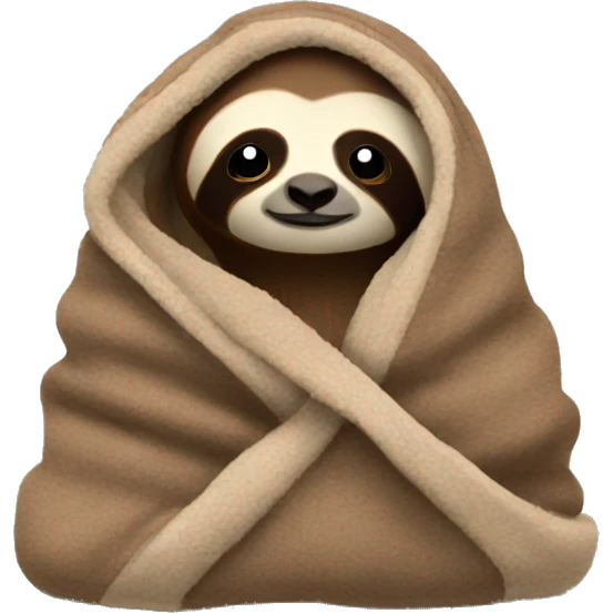 Brown sloth cozy in a blanket emoji