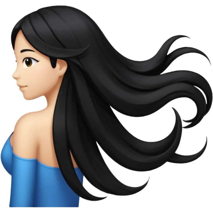 back view of long black hair emoji