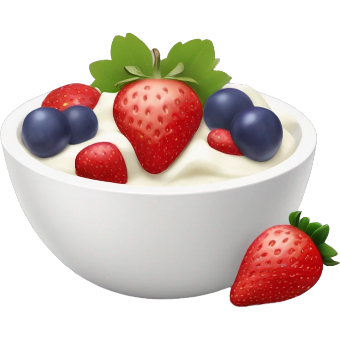 fruit yogurt bowl with strawberries and grapes emoji