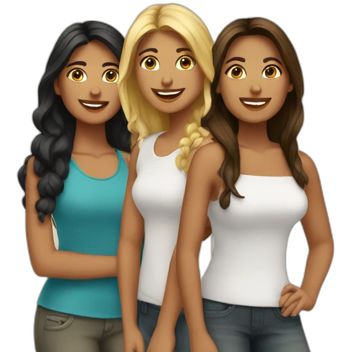3 latin female friends emoji