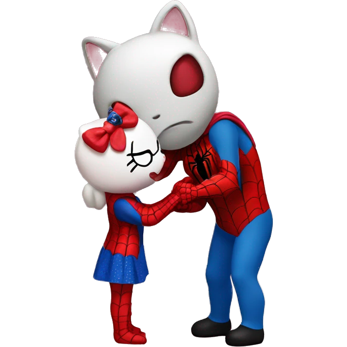 Spiderman kissing hello kitty emoji