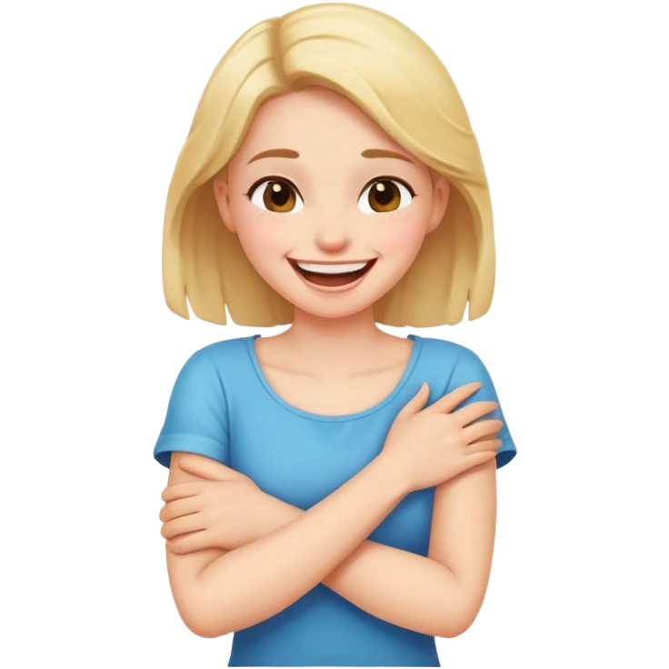 Arms crossed holding neck laughing girl emoji