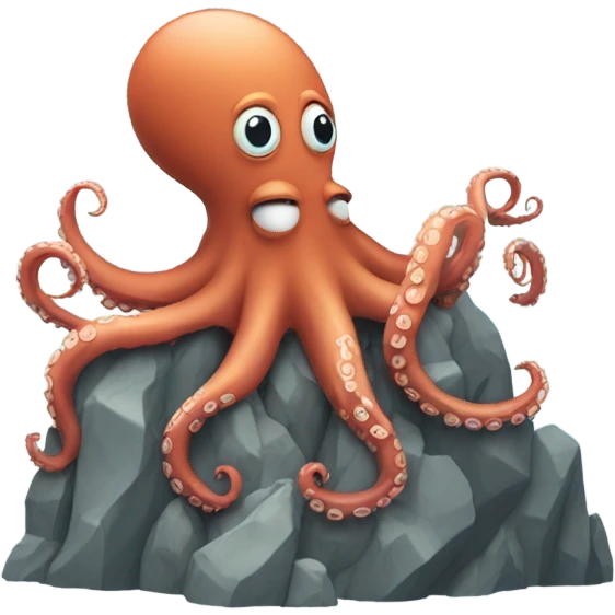 Octopus hiking up a mountain emoji
