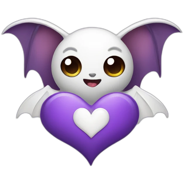 purple bat holding white heart emoji