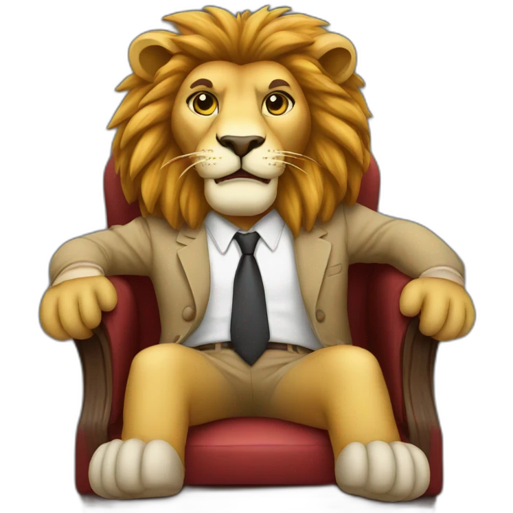 lion-sitting-on-chair-with-suite emoji