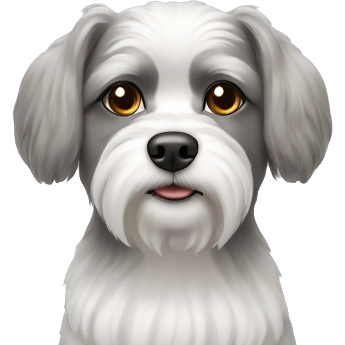 White shitzu crossbreed with gray spitz emoji