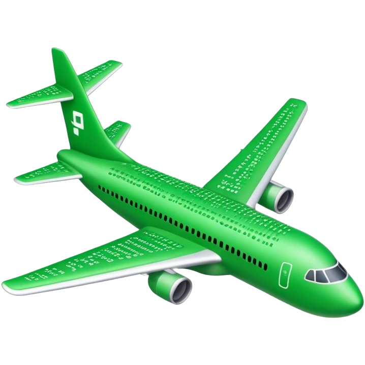 plane made of green binary code emoji