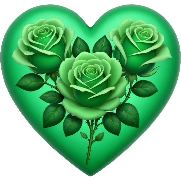 Green Heart with Little 3 green Roses around emoji