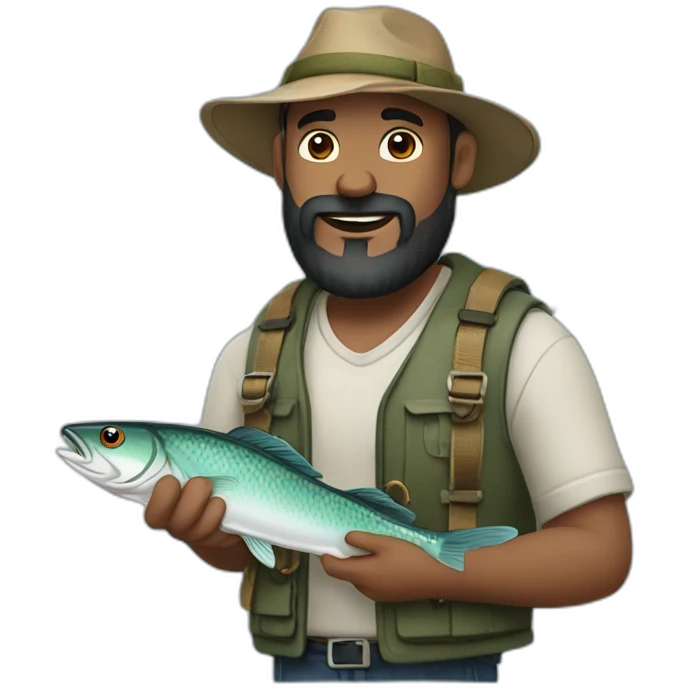 Guy, black beard fishing 🎣 emoji