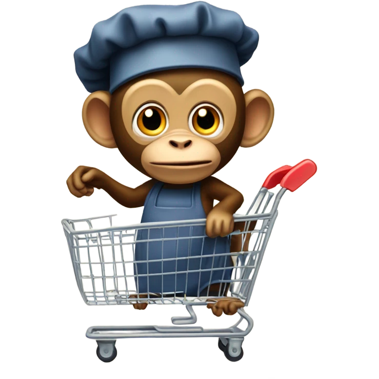 a monkey with a chefs hat holding a shopping cart emoji